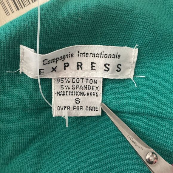 Vintage Express Y2k Bandeau Tube Top Women SMALL Green Ruched 90s Resortwear NOS - Picture 3 of 7